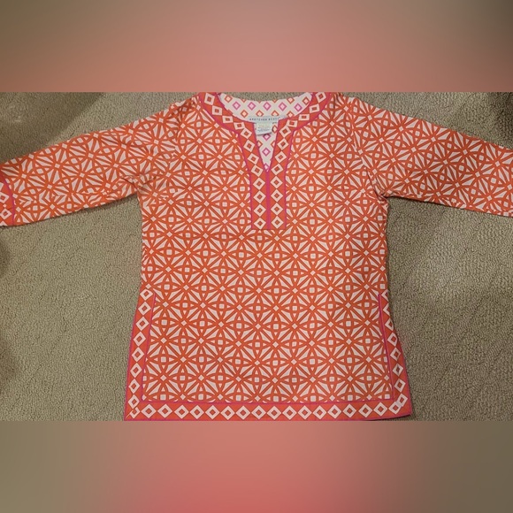 Gretchen Scott Designs Tops - Gretchen Scott Designs Orange and Pink Geometric Tunic